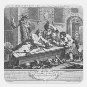 The Idle 'Prentice at Play in the Church Yard Square Sticker