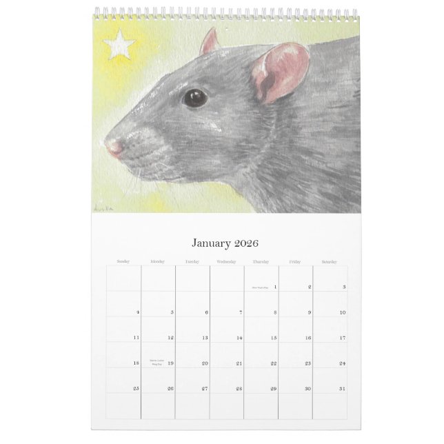 The Illustrated Rat Portrait Calendar (Jan 2026)