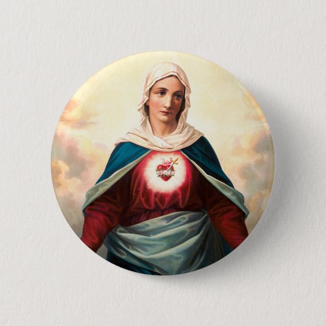 The Immaculate Heart of Mary 2 Inch Round Button (Front)