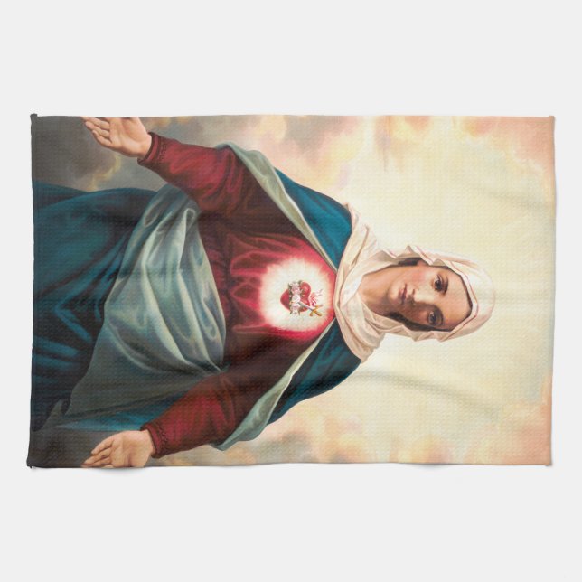 The Immaculate Heart of Mary Kitchen Towel (Horizontal)