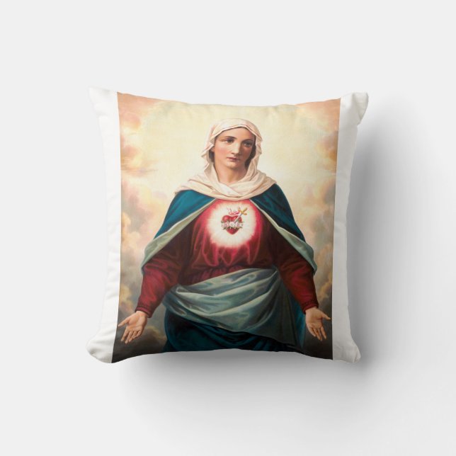 The Immaculate Heart of Mary Throw Pillow (Front)