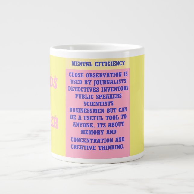 The importance of words message colour pink large coffee mug (Front)