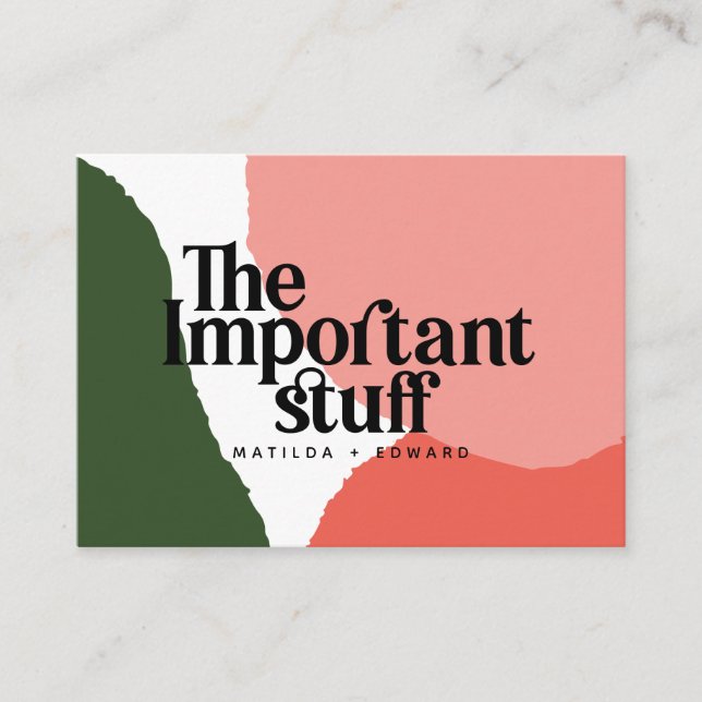 The important stuff modern abstract wedding detail enclosure card (Front)