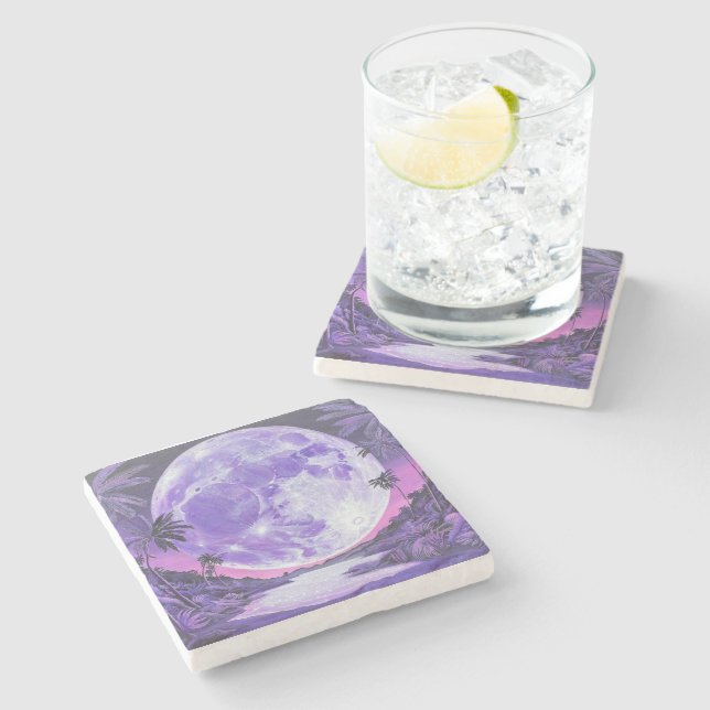 "the Impossible Moon"- Stone Coaster (Side)