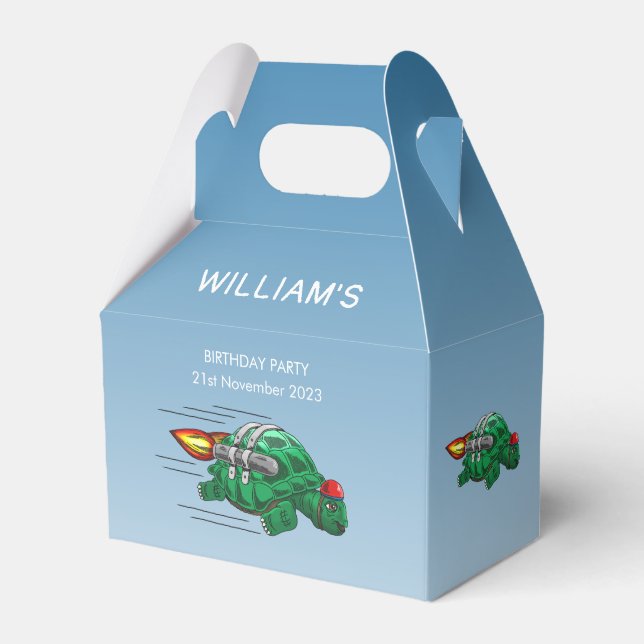 The Incredible Rocket Turtle Favor Box (Front Side)