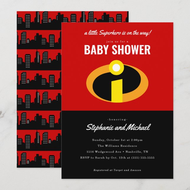 The Incredibles Logo Superhero Baby Shower Invitation