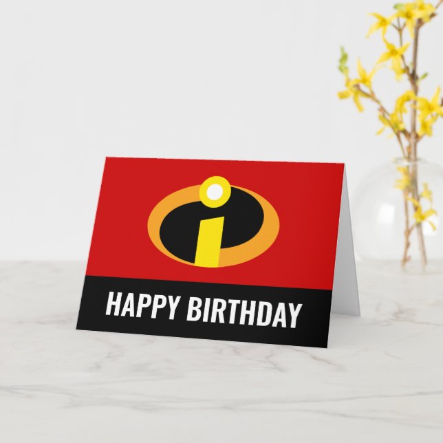 The Incredibles Logo Superhero Birthday Card (Yellow Flower)
