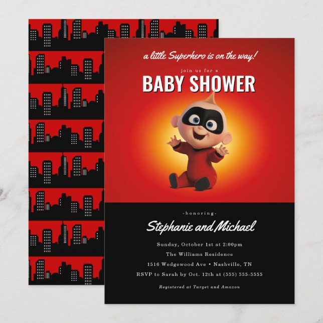 The Incredibles Superhero Baby Shower Invitation (Front/Back)