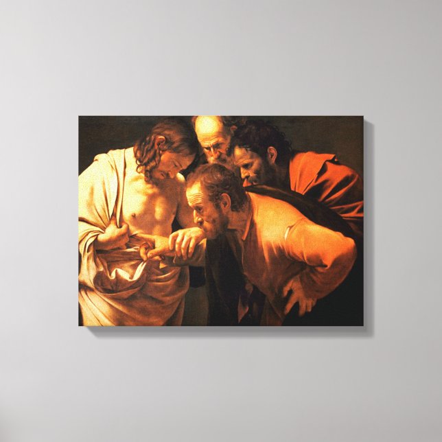 The Incredulity Of Saint Thomas By Caravaggio Canvas Print (Front)