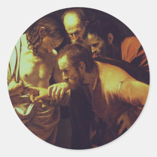The Incredulity of Saint Thomas by Caravaggio Classic Round Sticker