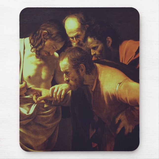 The Incredulity of Saint Thomas by Caravaggio Mouse Pad (Front)