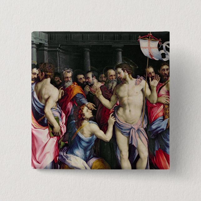 The Incredulity of St. Thomas, c.1547 2 Inch Square Button (Front)