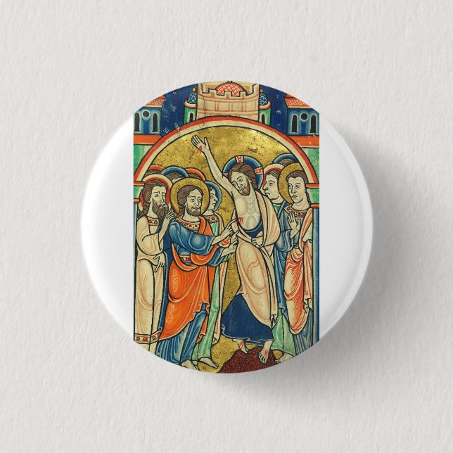The Incredulity of St Thomas from Psalter  1 Inch Round Button (Front)