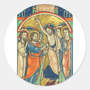 The Incredulity of St Thomas from Psalter  Classic Round Sticker