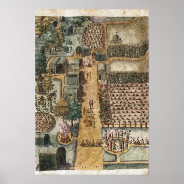 The Indian village of Secoton, c.1570-80 Poster (Front)