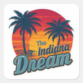 The Indiana Dream Retro Sunset Palm Trees Square Sticker
