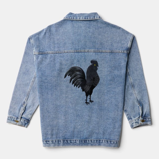The Indonesian Ayam Cemani (Black Rooster Black Ch Denim Jacket (Back)