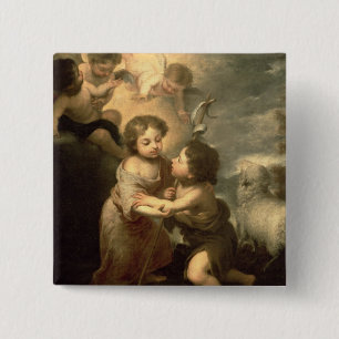 The Infants Christ and John the Baptist 2 Inch Square Button