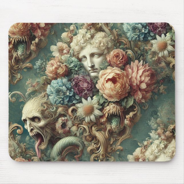 The Infernal Motorcade – Gothic Floral Design Mouse Pad (Front)