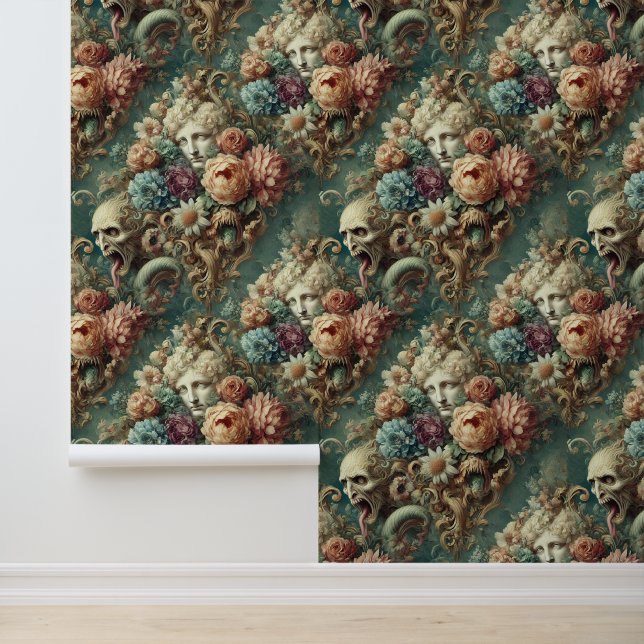 The Infernal Motorcade – Gothic Floral Design Wallpaper (Application)