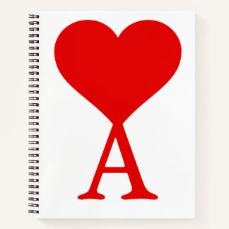 The initial A with a big red heart Notebook