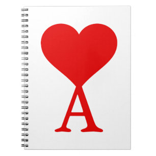 The initial A with a big red heart Notebook