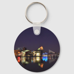 The Inner Harbor of Baltimore at Night Keychain