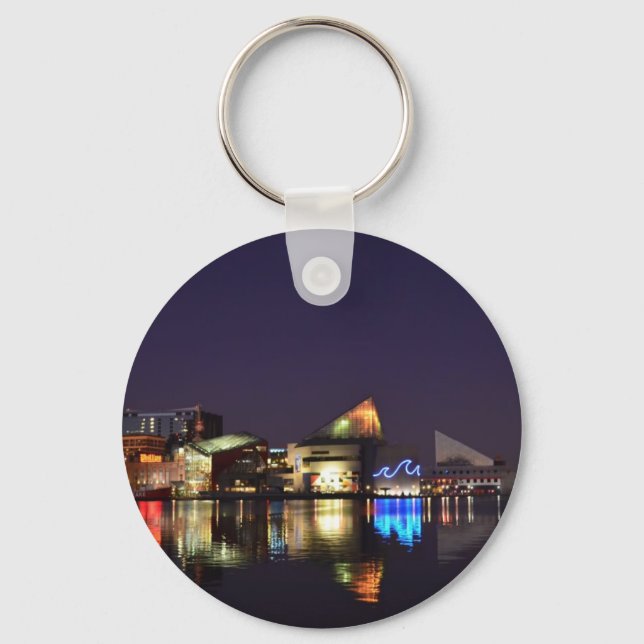 The Inner Harbour of Baltimore at Night Keychain (Front)