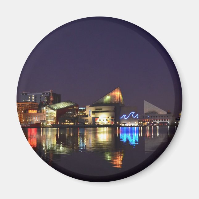 The Inner Harbour of Baltimore at Night Magnet (Front)