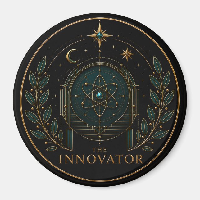The Innovator Aquarius Archetype Circle Magnet (Front)