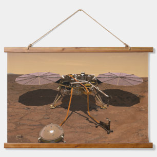 The Insight Lander Operating On Surface Of Mars. Hanging Tapestry