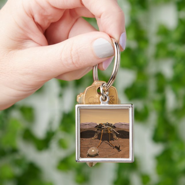 The Insight Lander Operating On Surface Of Mars. Keychain (Hand)