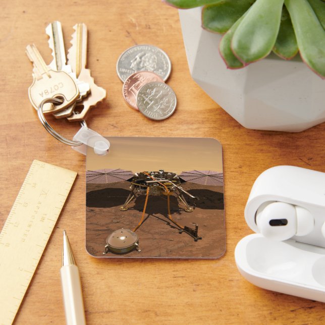 The Insight Lander Operating On Surface Of Mars. Keychain (Desk)