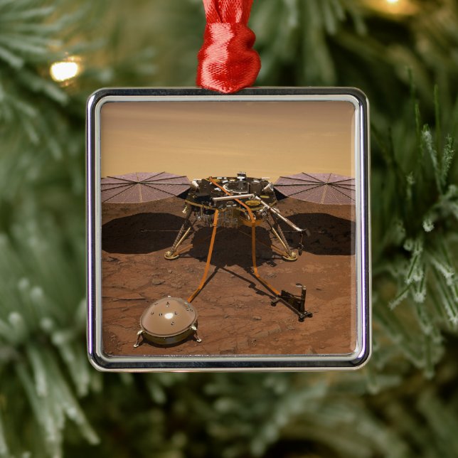 The Insight Lander Operating On Surface Of Mars. Metal Ornament (Tree)