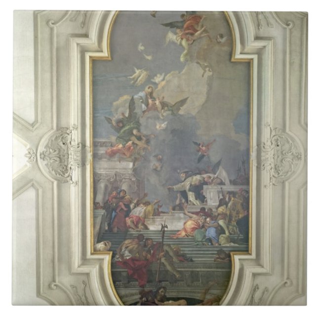 The Institution of the Rosary by St. Dominic (fres Tile (Front)