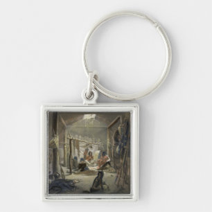 The Interior of a Hut of a Mandan Chief, plate 19 Keychain