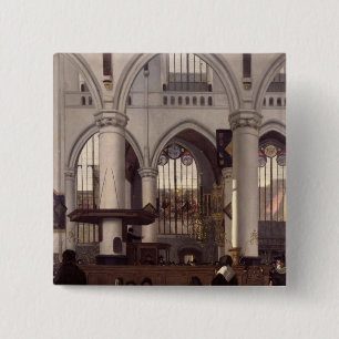 The Interior of Oude Kerk, Amsterdam, c.1660 2 Inch Square Button