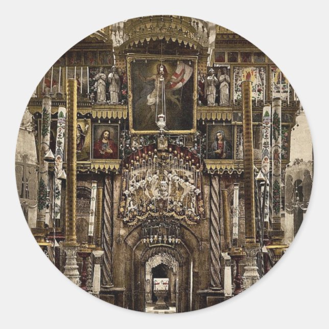 The interior of the Holy Sepulchre, Jerusalem, Hol Classic Round Sticker (Front)