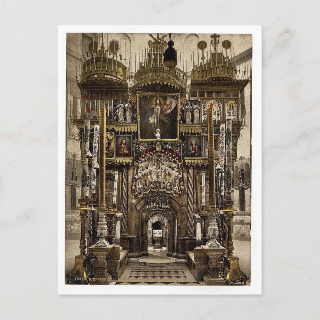 The interior of the Holy Sepulchre, Jerusalem, Hol Postcard (Front)