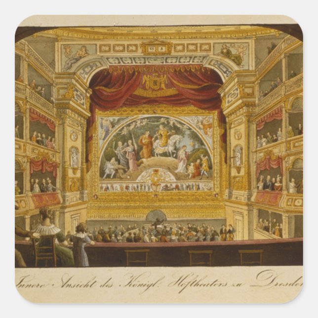 The interior of the royal theatre at Dresden Square Sticker (Front)