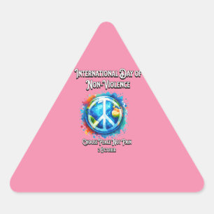 The International Day of Non-Violence. Peace. Triangle Sticker