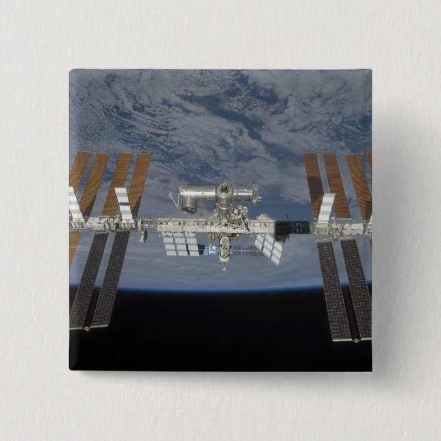 The International Space Station 3 2 Inch Square Button (Front)