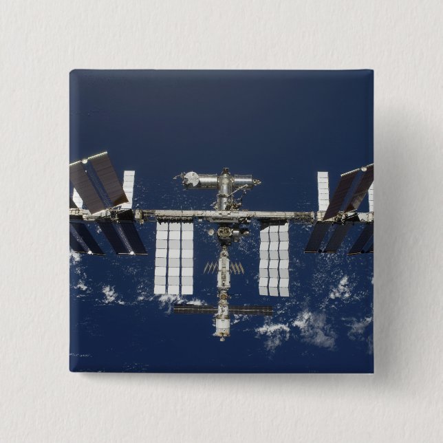 The International Space Station 4 2 Inch Square Button (Front)