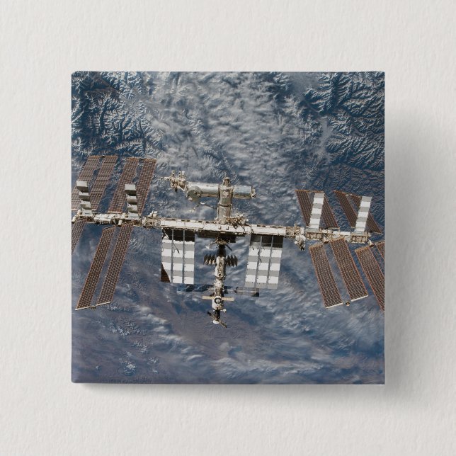 The International Space Station 8 2 Inch Square Button (Front)
