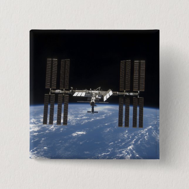 The International Space Station 9 2 Inch Square Button (Front)