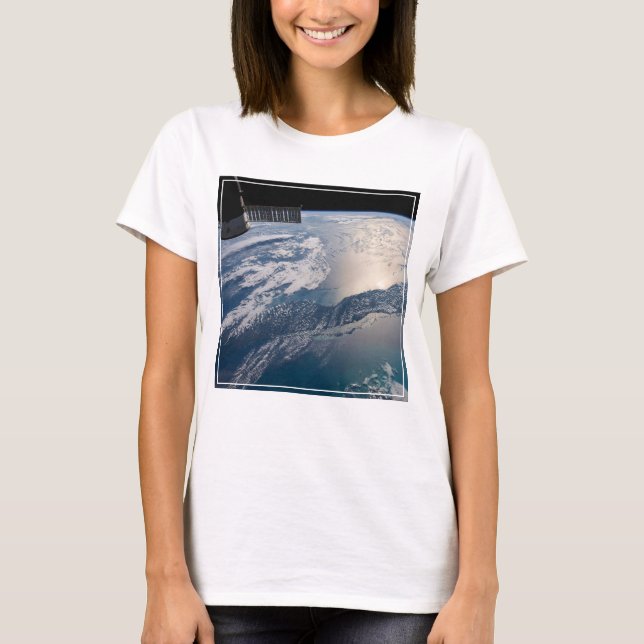 The International Spce Station Above The Atlantic T-Shirt (Front)