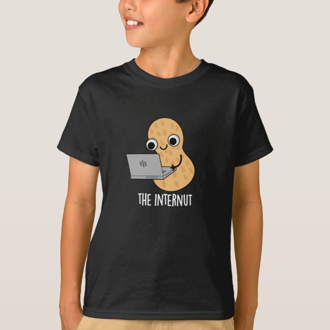 The Internut Funny Internet Peanut Pun Dark BG T-Shirt (Front)