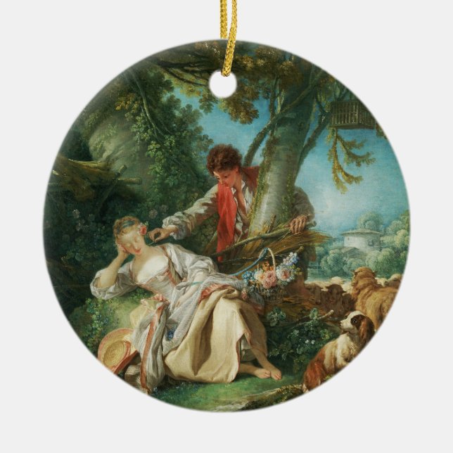 The Interrupted Sleep by François Boucher  Ceramic Ornament (Front)