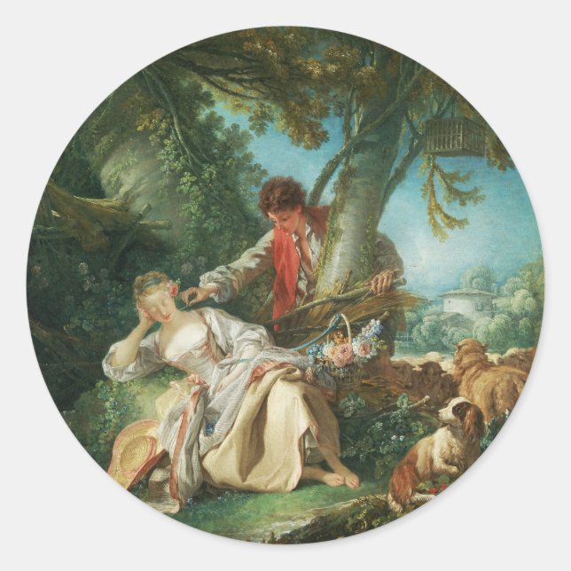 The Interrupted Sleep by François Boucher  Classic Round Sticker (Front)