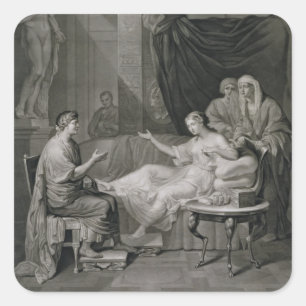 The Interview of Augustus and Cleopatra, engraved Square Sticker